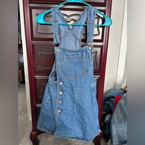 Squeeze Jeans Blue Denim Short/Skort Overalls with Button Detail